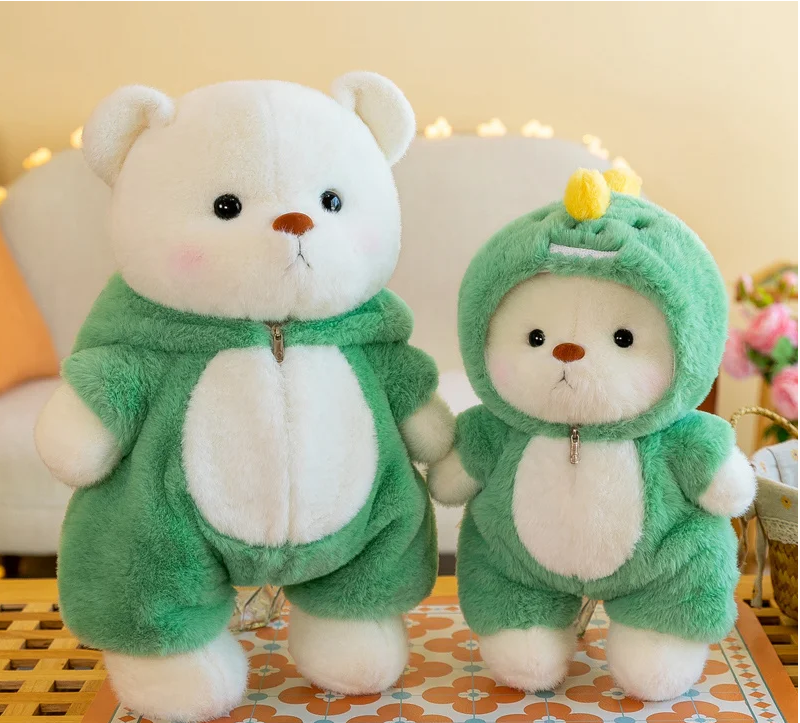 Oso de peluche verde con cresta amarilla de CuddlePaws | Juguete articulado hecho a mano