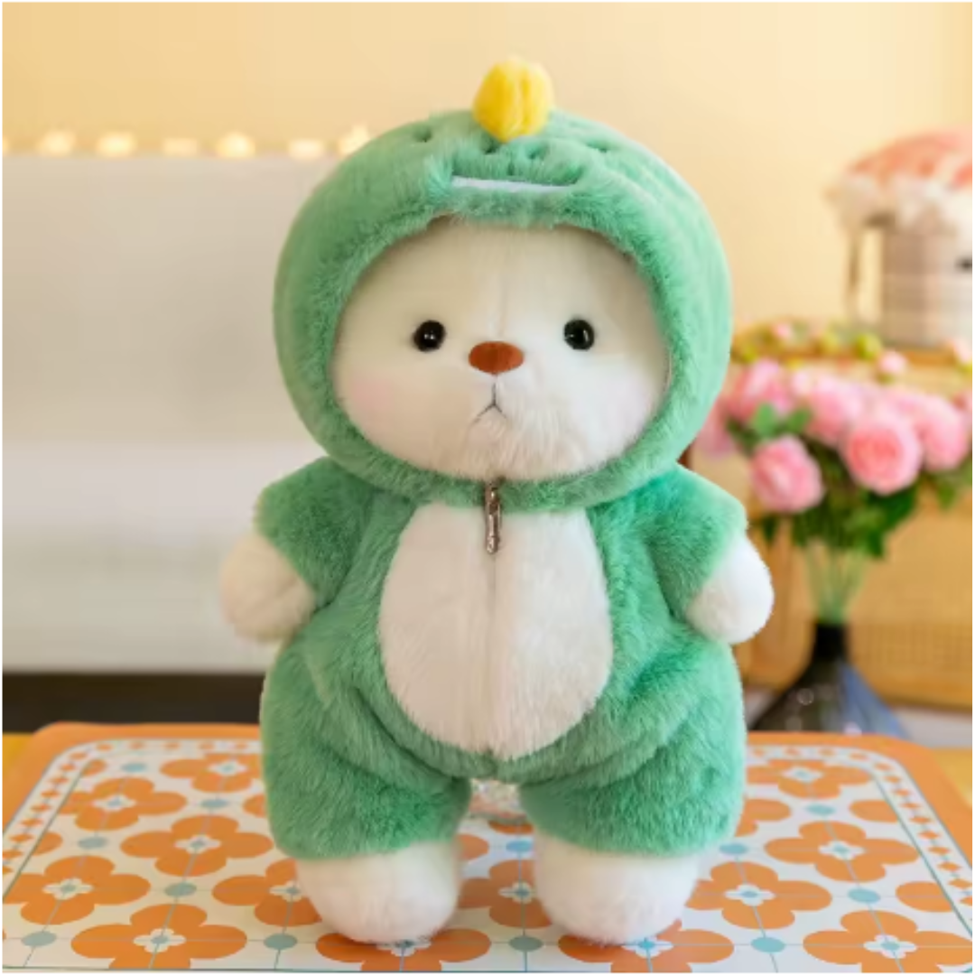 Oso de peluche verde con cresta amarilla de CuddlePaws | Juguete articulado hecho a mano