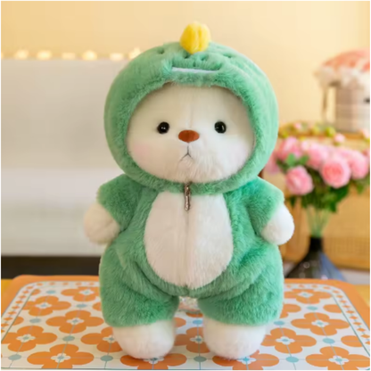 Oso de peluche verde con cresta amarilla de CuddlePaws | Juguete articulado hecho a mano