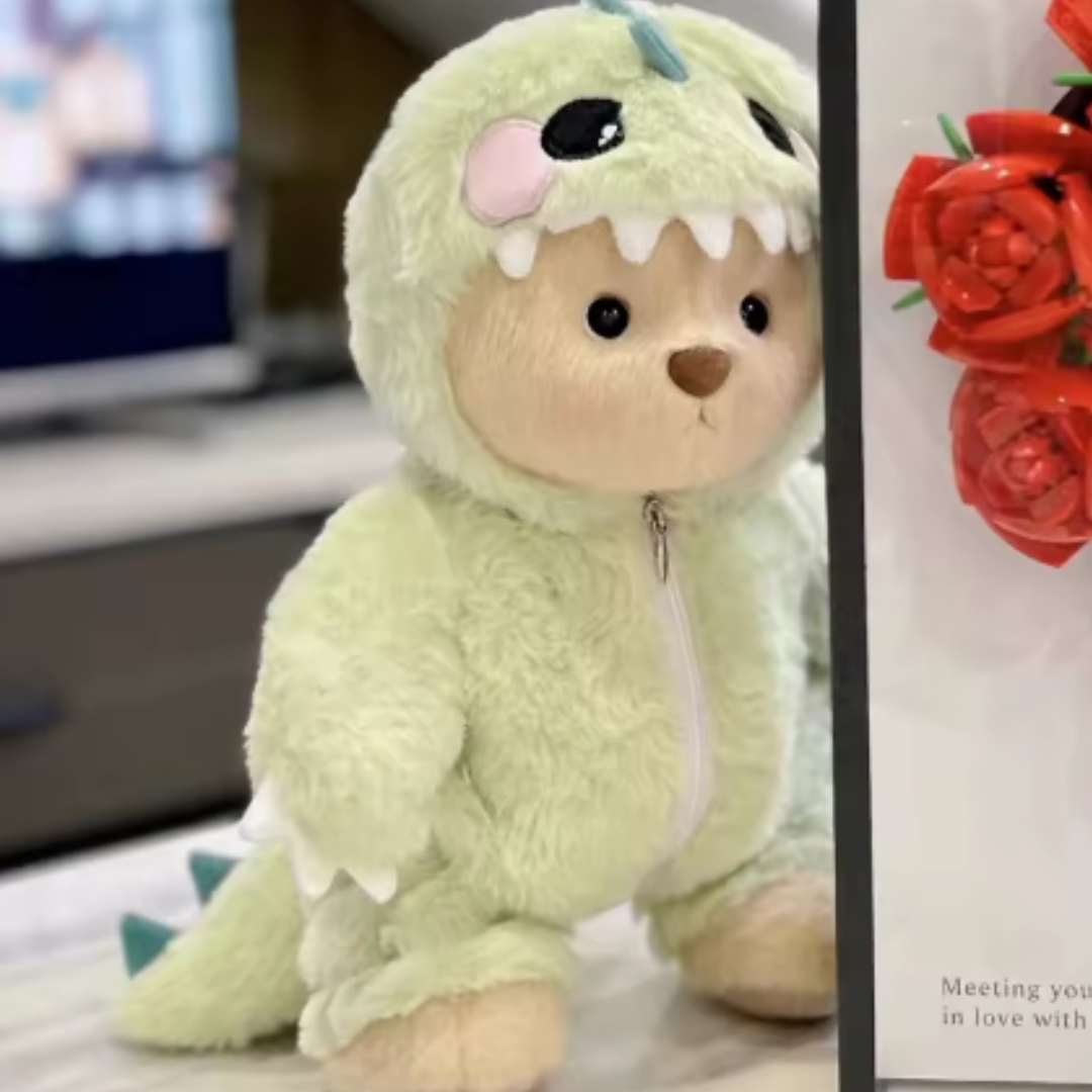 Osito Dinosaurio de color verde de Cuddle Paws | Juguete articulado hecho a mano