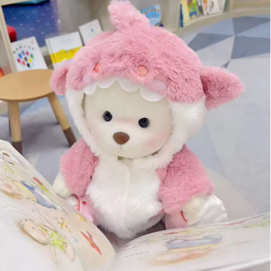 Osito Tiburon Rosa de Cuddle Paws | Juguete articulado hecho a mano