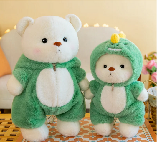 Oso de peluche verde con cresta amarilla de CuddlePaws | Juguete articulado hecho a mano